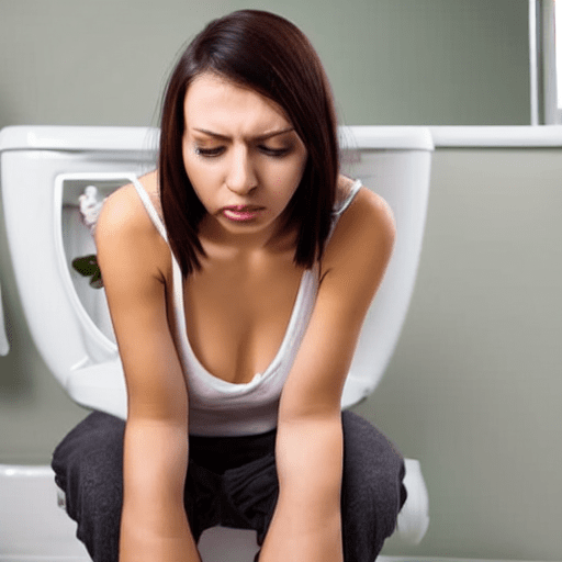 Beautiful woman  on the toilet because she ate Food That Causes Constipation